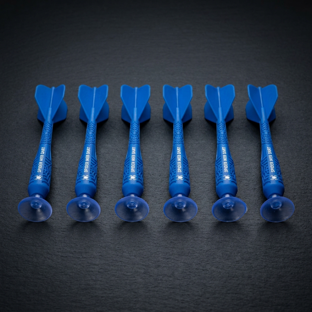 Set of 6 Blue Soft Rubber Suction Cup Web Darts