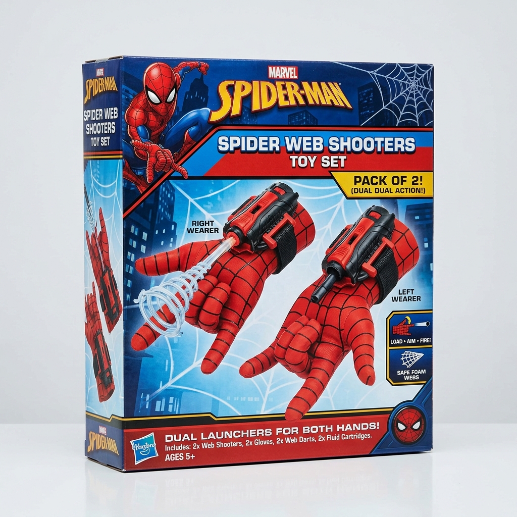 Official Retail Box Packaging for Pack of 2 Dual Wrist Launcher Toy Set